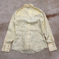 Vintage 1970s Cream Pearl Snap Wrangler Shirt Size XS