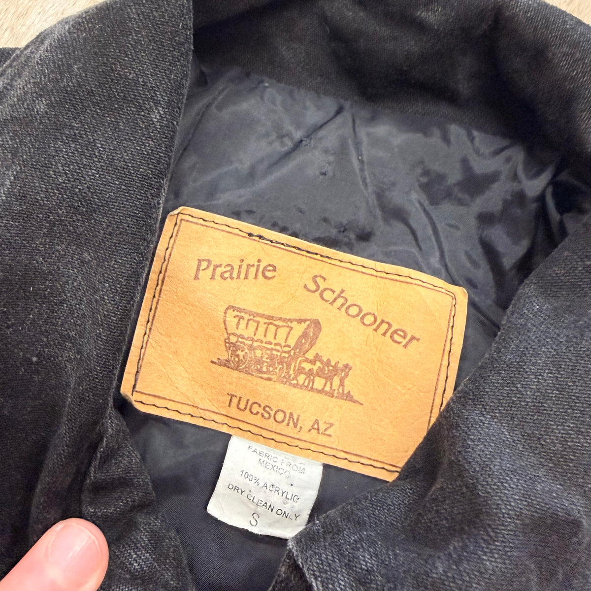 Mens Vintage 1980s Black Southwestern Canvas Bomber Jacket Size S