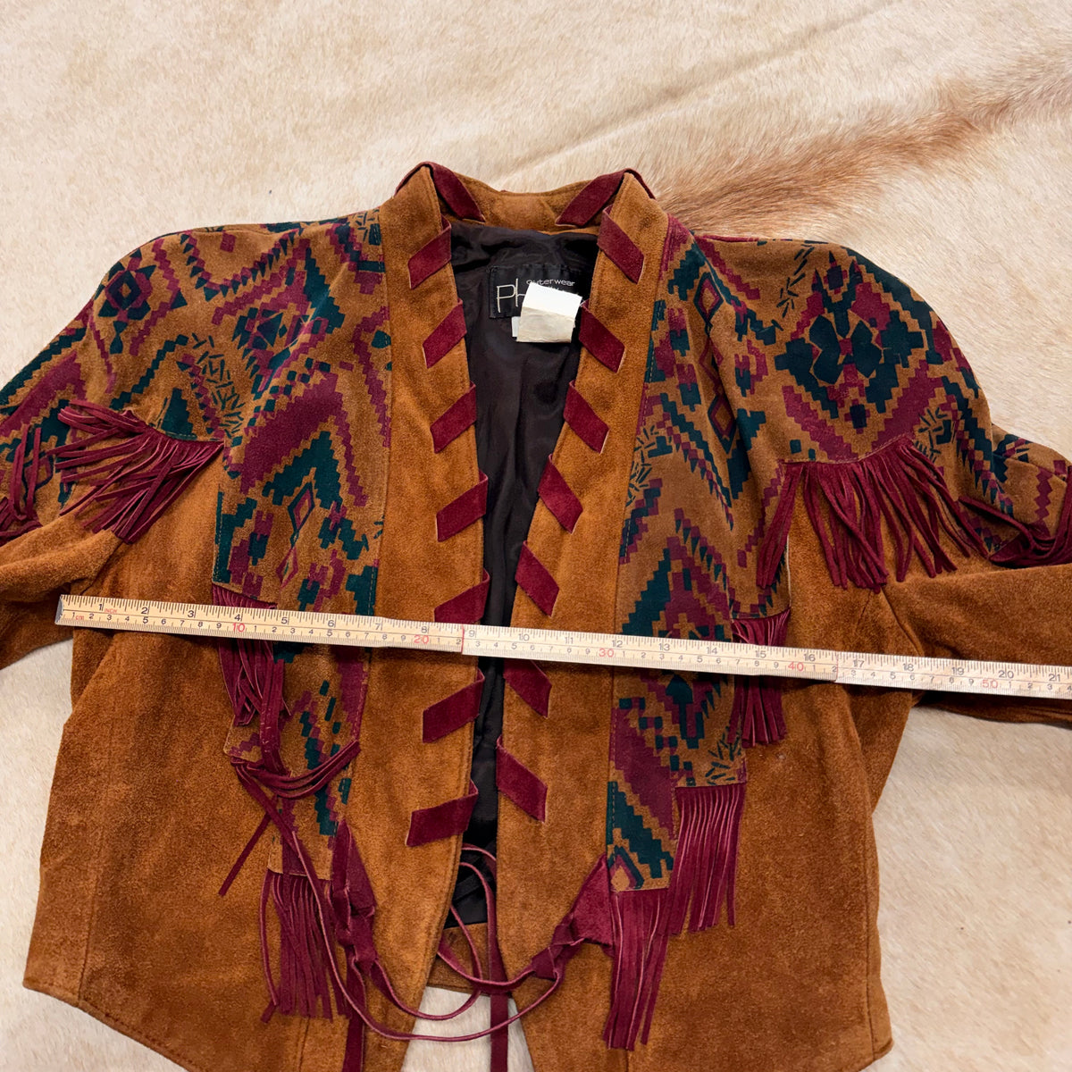 Vintage 1980s Southwestern Fringe Suede Jacket Size S