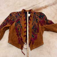 Vintage 1980s Southwestern Fringe Suede Jacket Size S