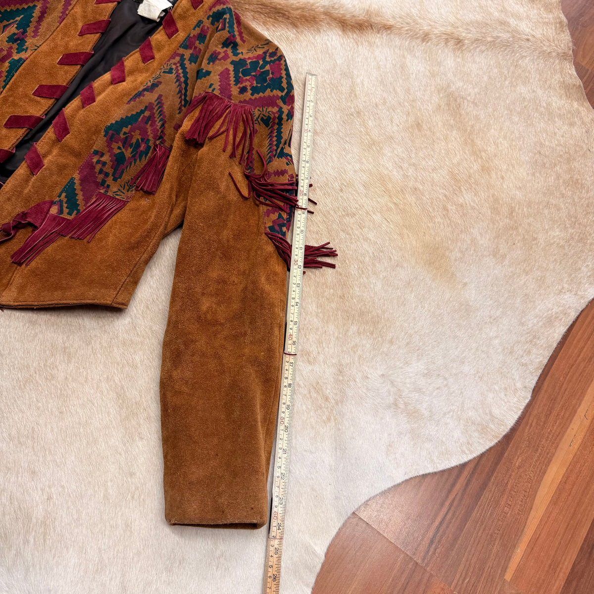 Vintage 1980s Southwestern Fringe Suede Jacket Size S