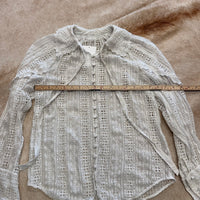 Vintage 1970s White Eyelet Blouse Size XS