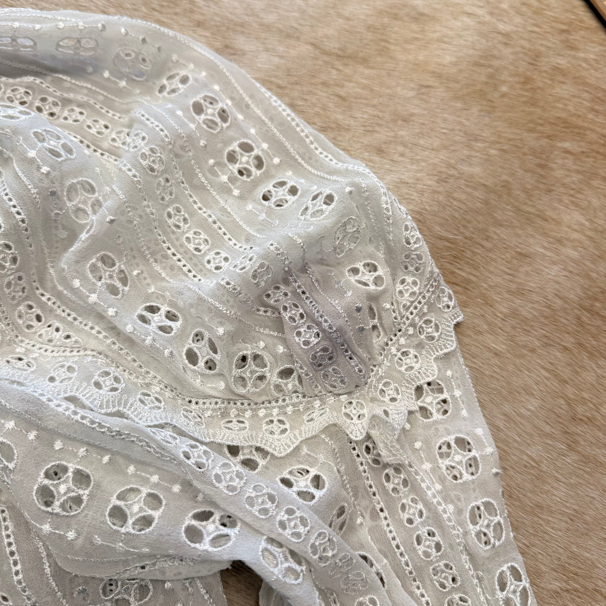 Vintage 1970s White Eyelet Blouse Size XS
