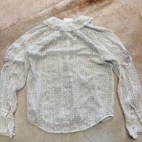 Vintage 1970s White Eyelet Blouse Size XS