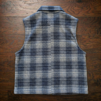 Vintage 1980s Blue Plaid Full Zip Vest Size S