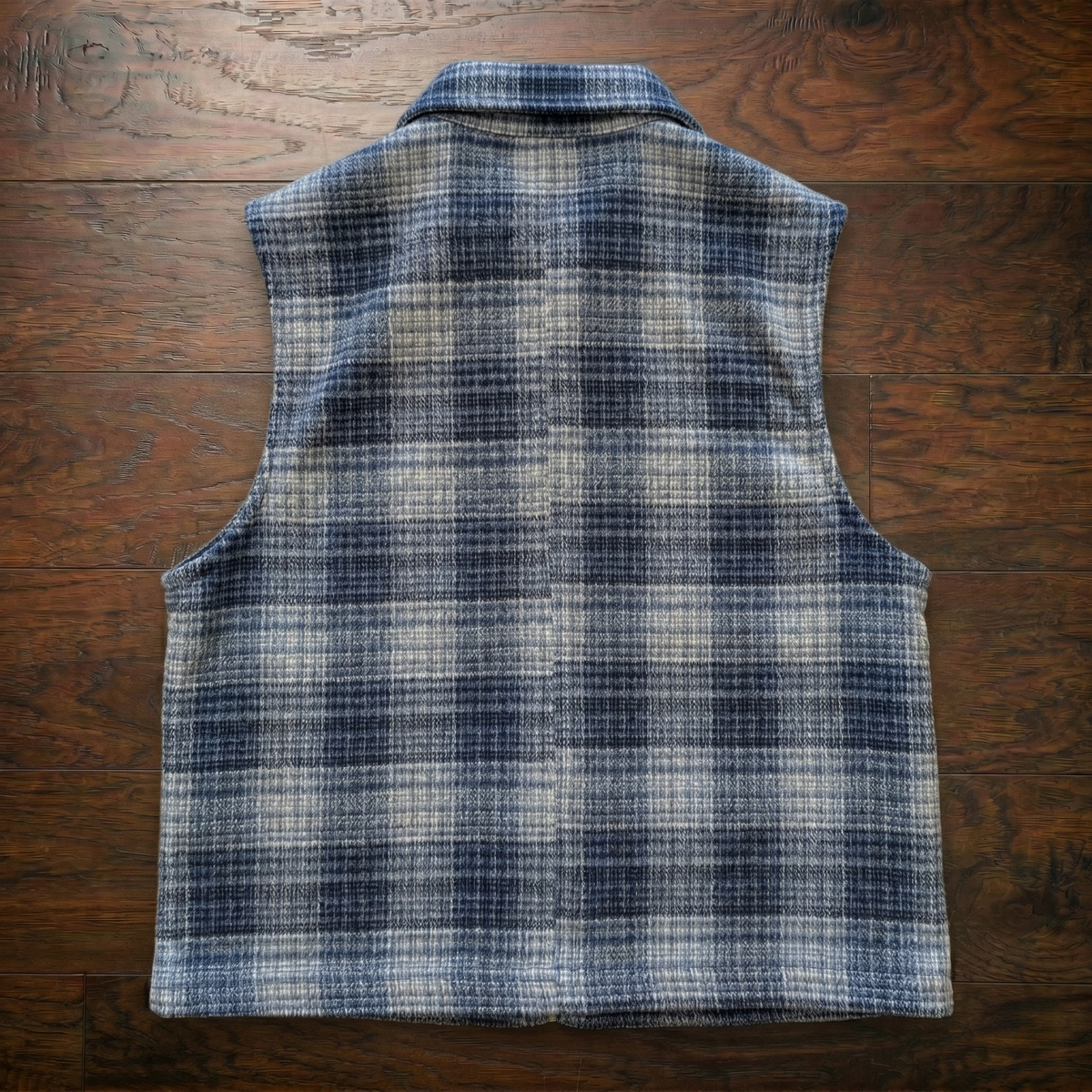 Vintage 1980s Blue Plaid Full Zip Vest Size S