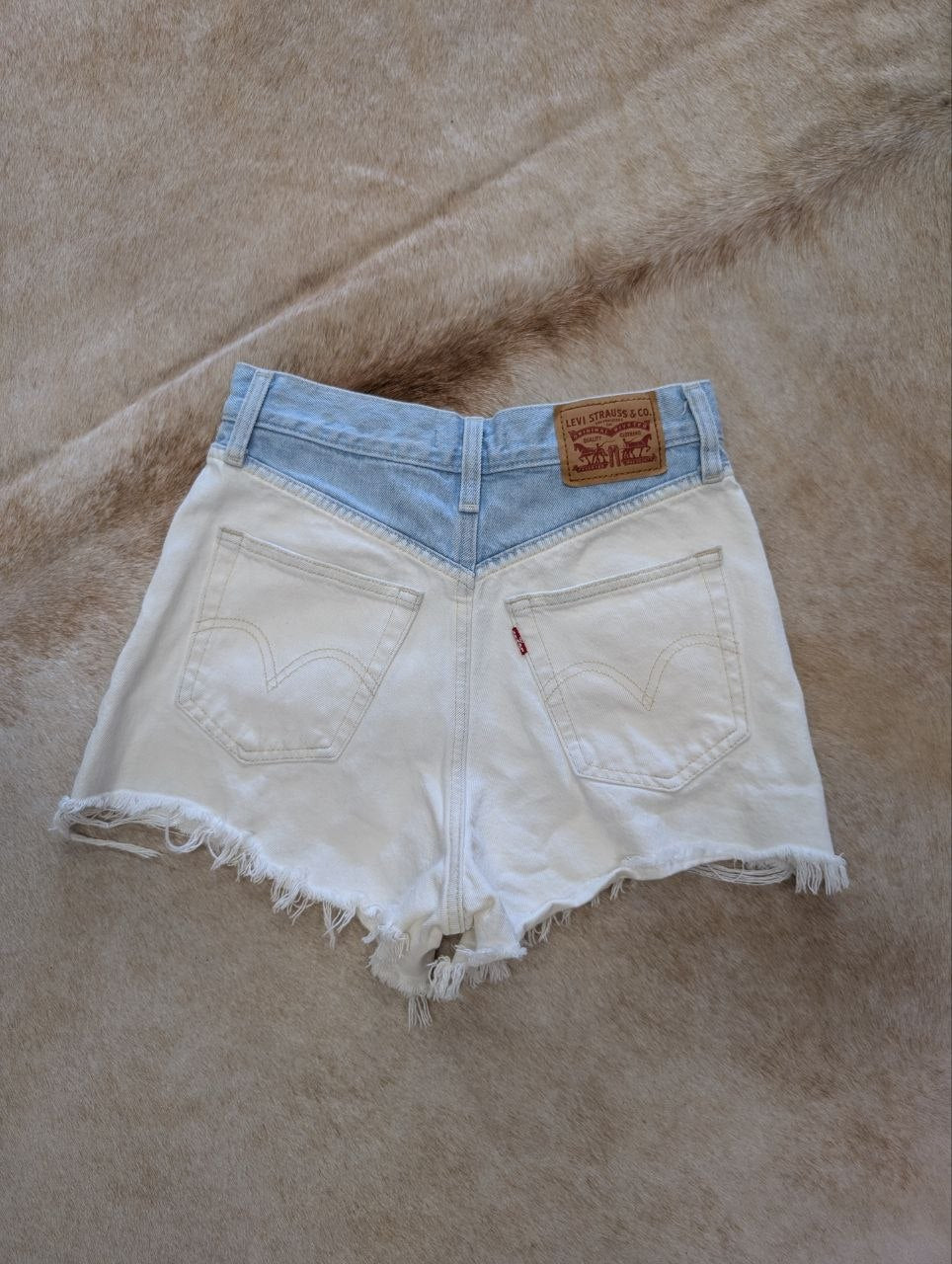 Two Toned High Rise Levi Cutoff Shorts Size 26