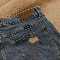 High Rise Distressed Wrangler Cutoff Shorts Size 14