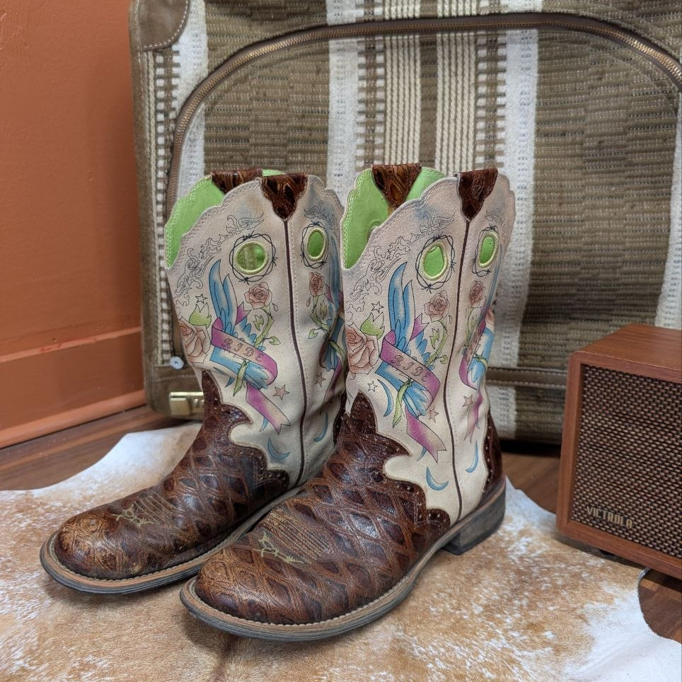 Ariat Live to Ride Round Toe Multicolor Cowboy Boots Size 9.5