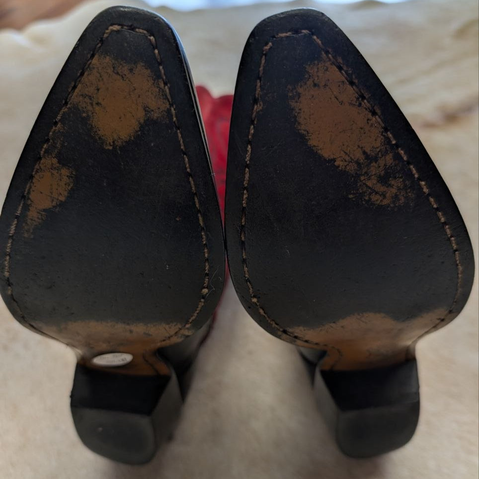 Vintage 1990s Red and Black Nine West Cowboy Boots Size 8M