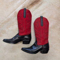 Vintage 1990s Red and Black Nine West Cowboy Boots Size 8M