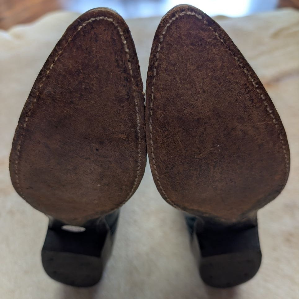 Vintage 1990s Justin Teal and Black Cowboy Boots Size 8M