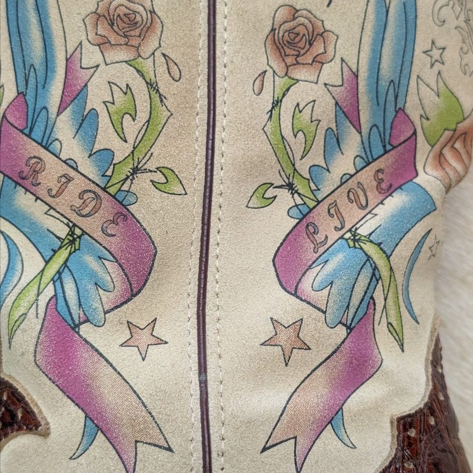 Ariat Live to Ride Round Toe Multicolor Cowboy Boots Size 9.5