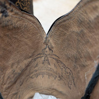 Dark Grey and Tan Embroidered Corral Harness Cowboy Boots Size 8.5