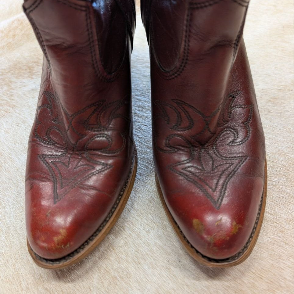 Vintage 1980s Oxblood Capezio Heeled Cowboy Boots Size 7.5M
