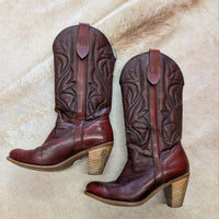 Vintage 1980s Oxblood Capezio Heeled Cowboy Boots Size 7.5M