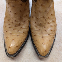 Vintage 1980s Brown and Tan Ostrich Justin Cowboy Boots Size 6.5B