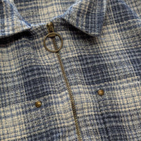 Vintage 1980s Blue Plaid Full Zip Vest Size S
