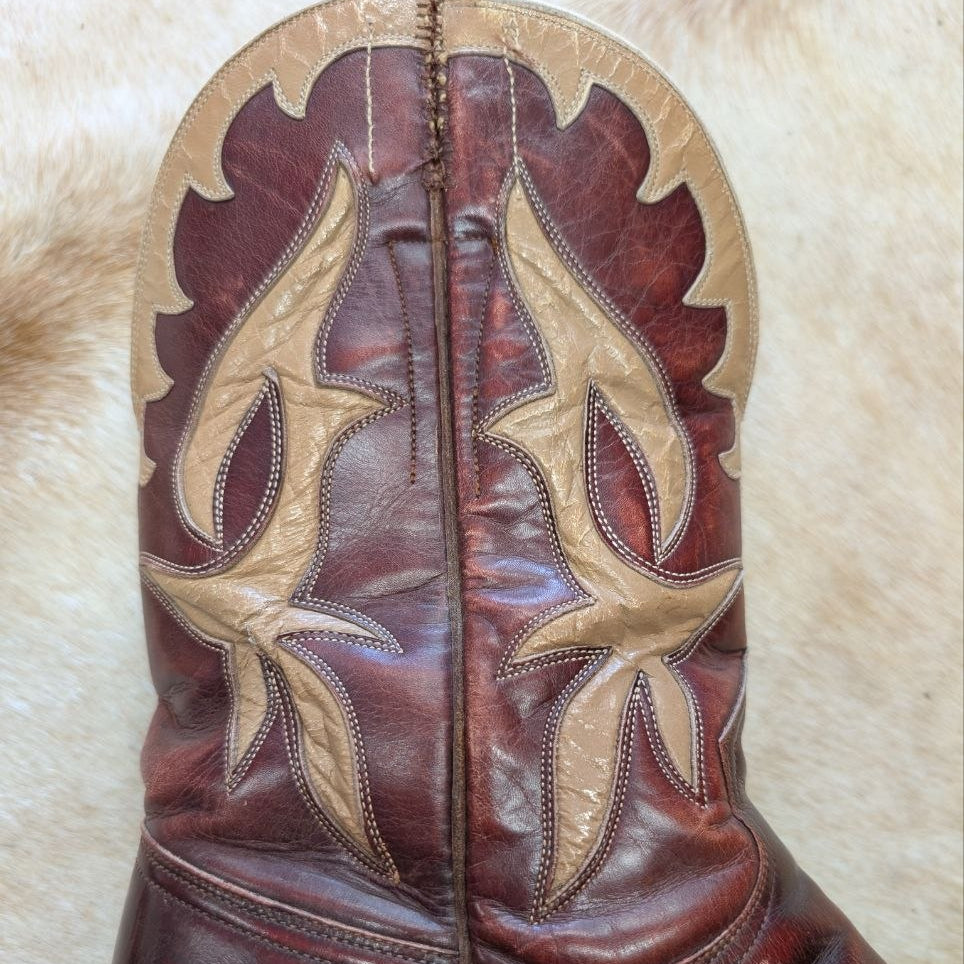 Vintage 1970s Oxblood Nocona Cowboy Boots Size 8
