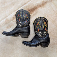 Vintage 1960s ACME Black Cowboy Boots Size 7.5
