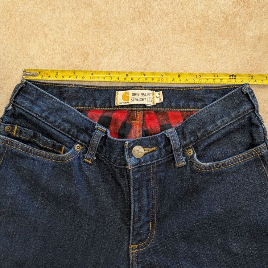 Carhartt Plaid Lined Straight Leg Jeans Size 2