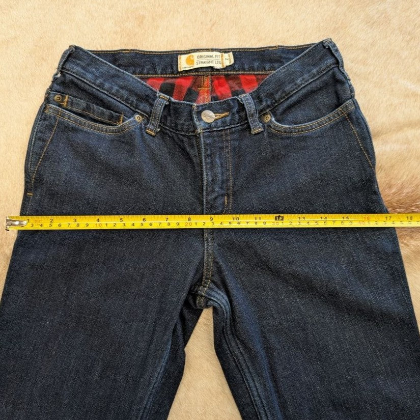 Carhartt Plaid Lined Straight Leg Jeans Size 2