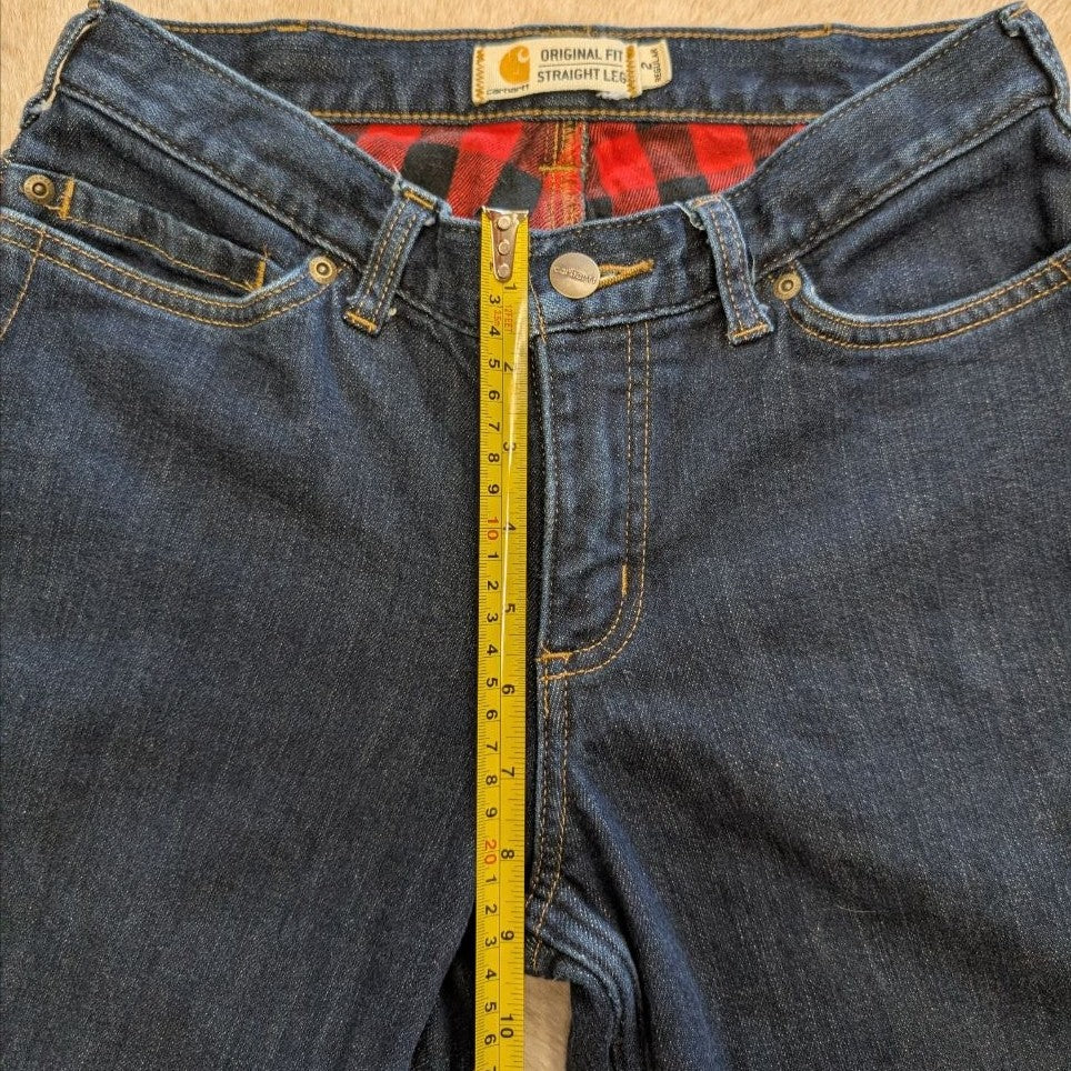 Carhartt Plaid Lined Straight Leg Jeans Size 2