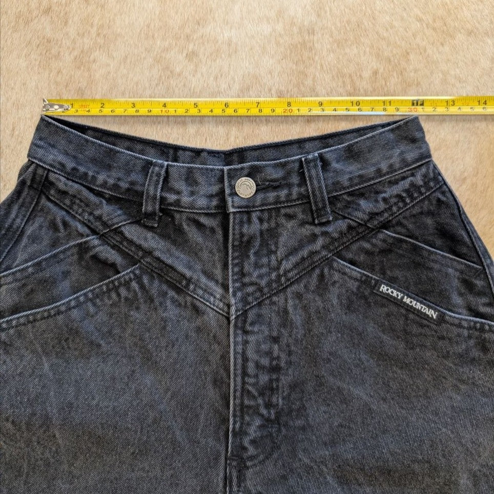 Vintage 1980s Black High Rise Rocky Mountain Bareback Jeans Size 9