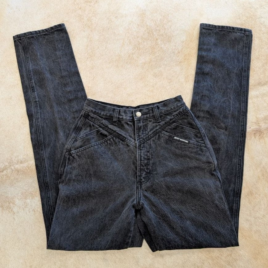 Vintage 1980s Black High Rise Rocky Mountain Bareback Jeans Size 9