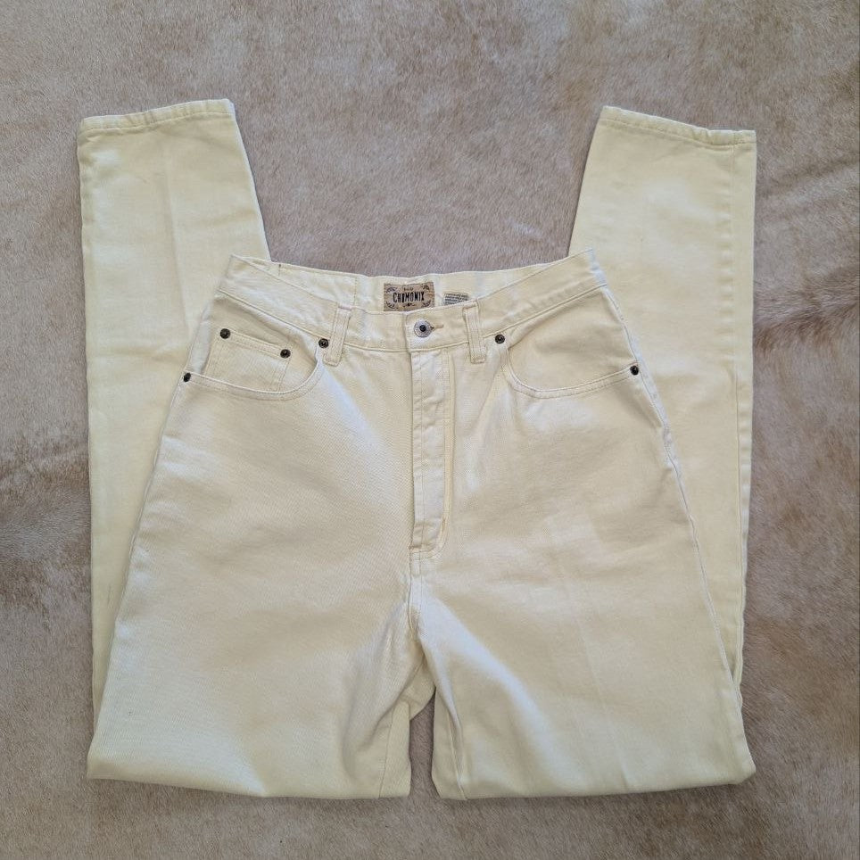 Vintage 1990s Charmonix High Rise Butter Yellow Straight Leg Jeans Size 12L