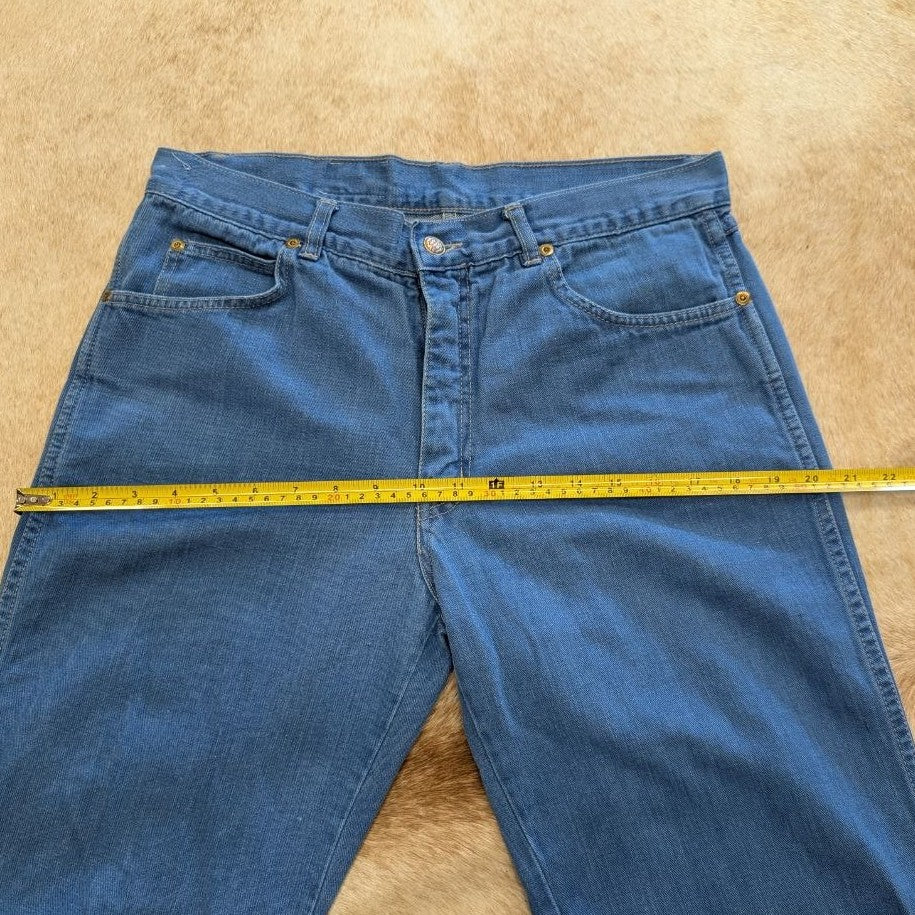 Blue 1970s Flare Leg Disco Jeans Size 36
