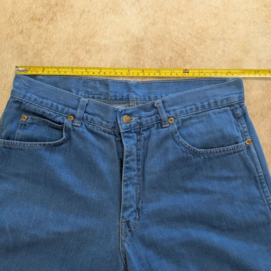 Blue 1970s Flare Leg Disco Jeans Size 36