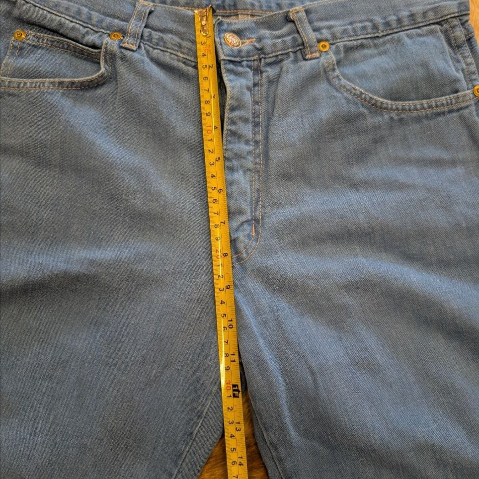 Blue 1970s Flare Leg Disco Jeans Size 36