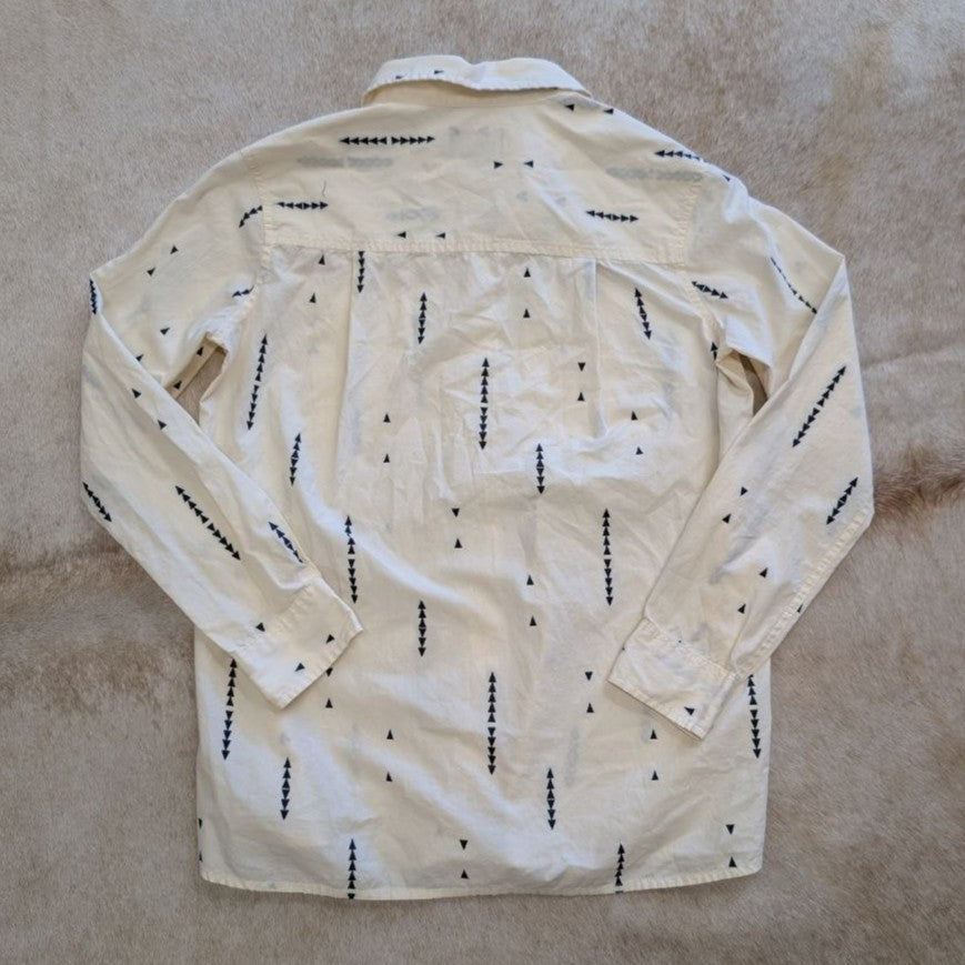 Cream Pendleton Button Down Shirt With Navy Blue Details Size XXS (Fits like a S)