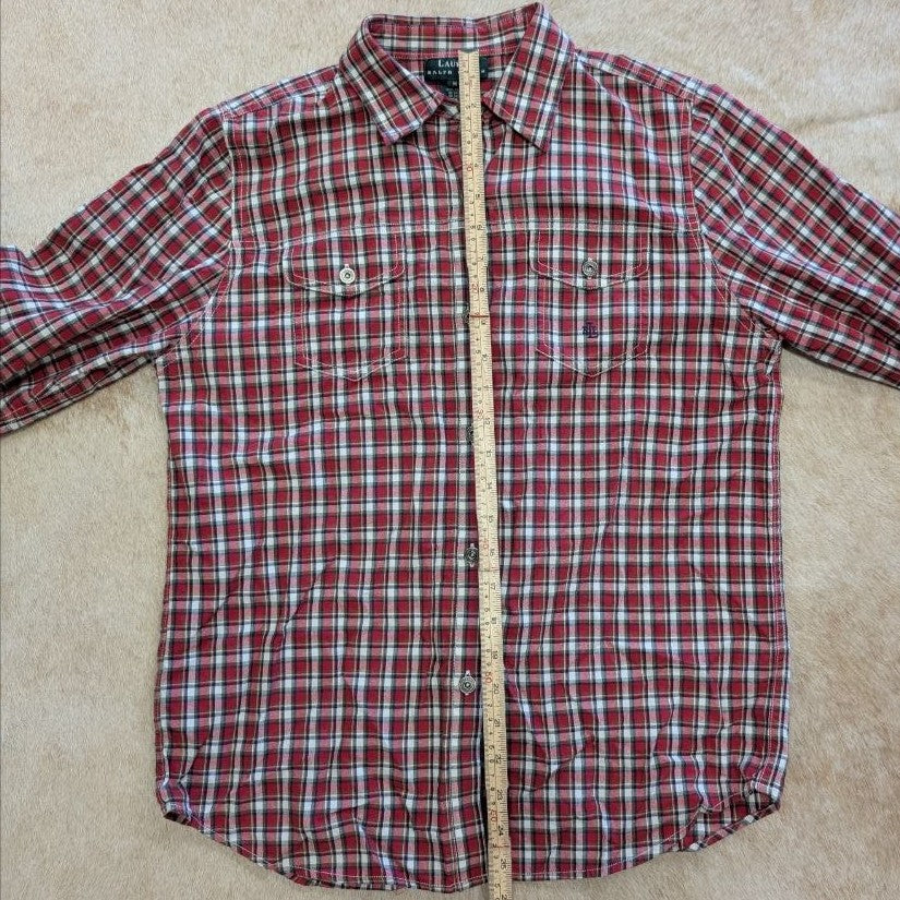 Red And Green Plaid Lauren Ralph Lauren Button Down Shirt Size M
