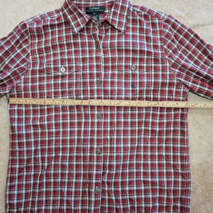 Red And Green Plaid Lauren Ralph Lauren Button Down Shirt Size M