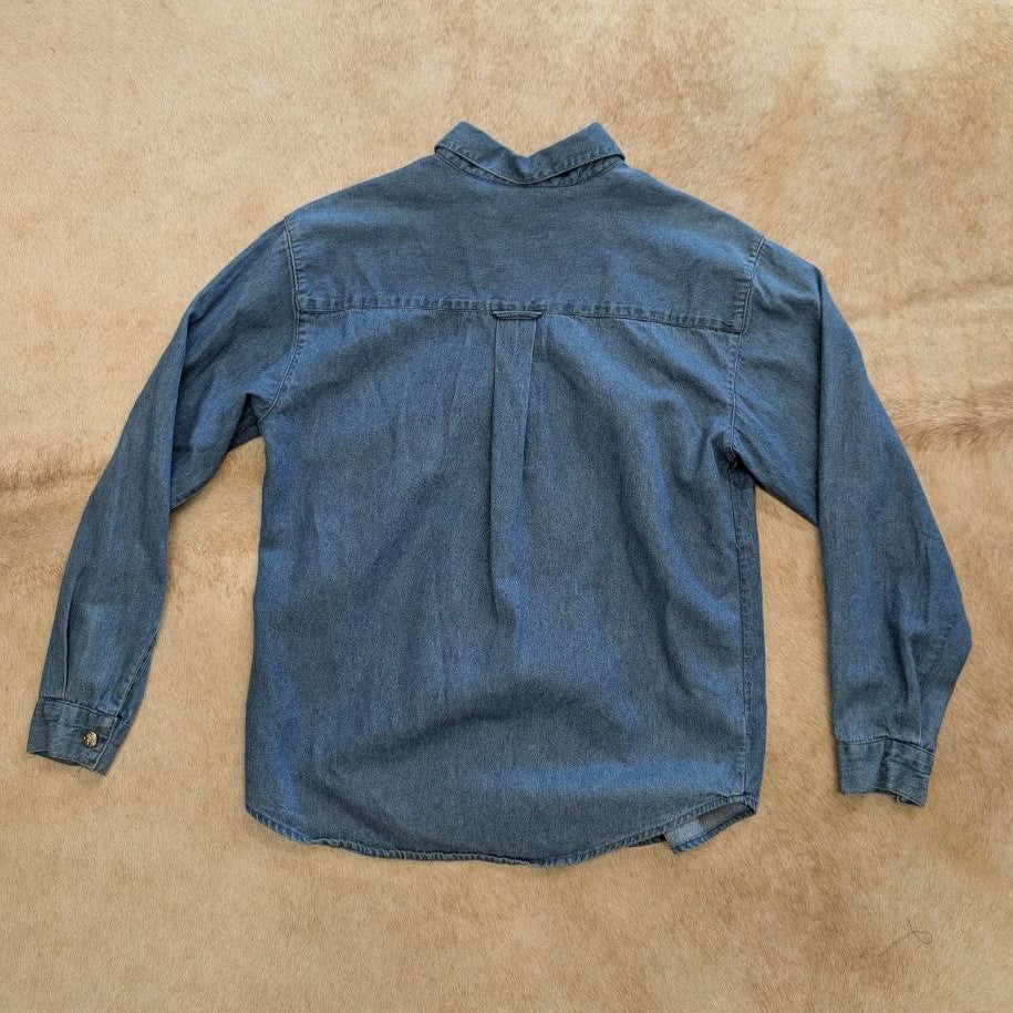 Vintage 1990s Tantrum Denim Embroidered Shirt Size S
