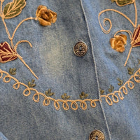 Vintage 1990s Tantrum Denim Embroidered Shirt Size S