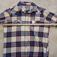 Plaid Flannel Pearl Snap Button Down Wrangler Shirt Size S