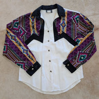 Vintage 1990s Geometric Print Rough Rider Button Down Shirt Size M