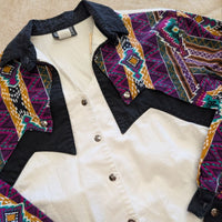 Vintage 1990s Geometric Print Rough Rider Button Down Shirt Size M