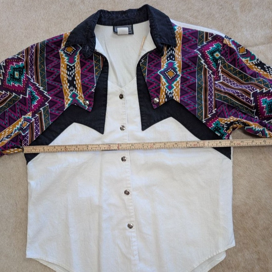 Vintage 1990s Geometric Print Rough Rider Button Down Shirt Size M