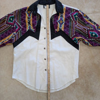 Vintage 1990s Geometric Print Rough Rider Button Down Shirt Size M