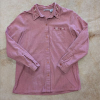 Vintage 1990s Blair Pink Embroidered Button Down Shirt Size M