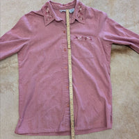 Vintage 1990s Blair Pink Embroidered Button Down Shirt Size M