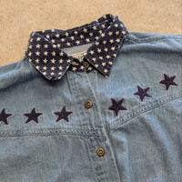 Vintage 1990s Quizz Jeans Patriotic Cropped Shirt Size L