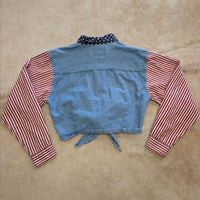 Vintage 1990s Quizz Jeans Patriotic Cropped Shirt Size L