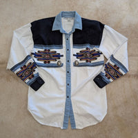 Vintage 1990s Adobe Rose Southwestern Print Concho Button Down Shirt Size M