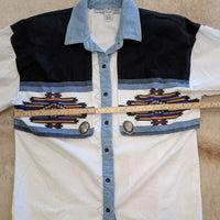 Vintage 1990s Adobe Rose Southwestern Print Concho Button Down Shirt Size M