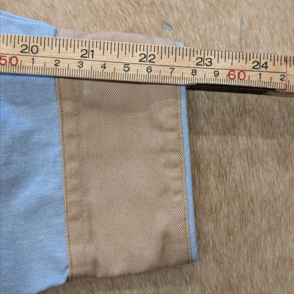 Vintage 1980s Son Angelo Baby Blue and Tan Button Down Shirt Size M